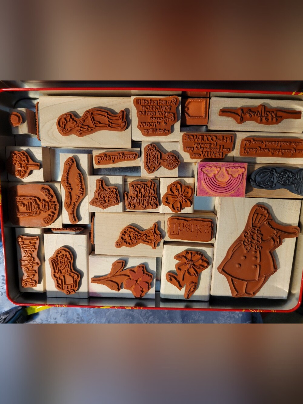 Rubber Stamp Set – Orange Wood-Mount Craft Stamps
